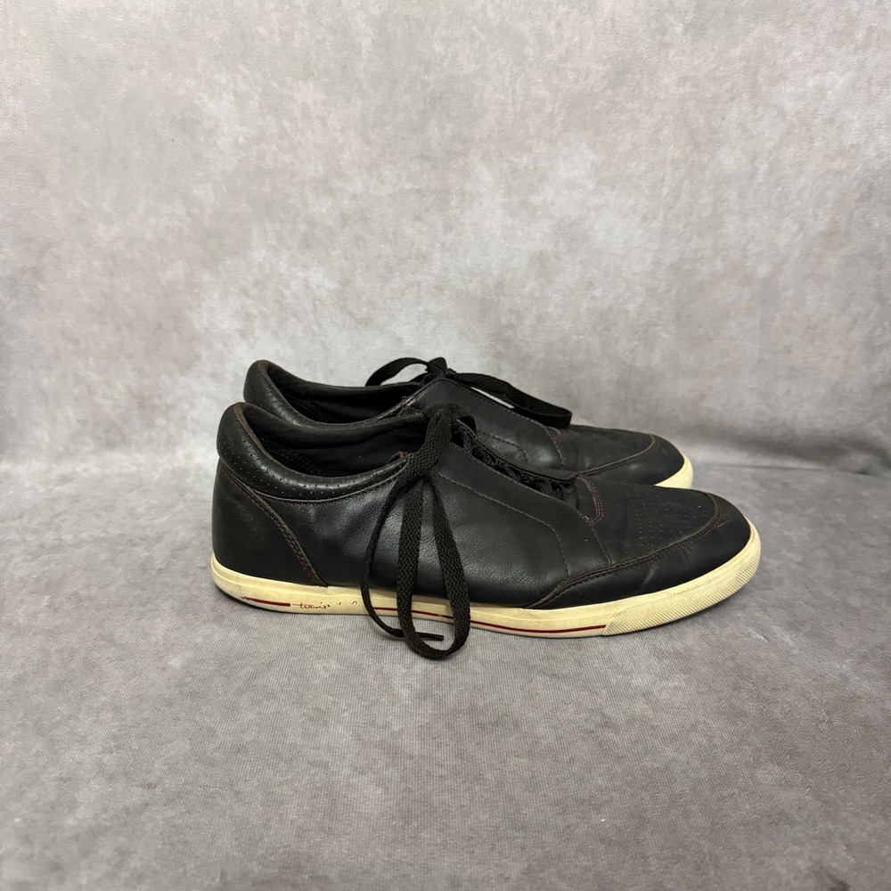 Travis Mathew Golf Sneakers Mens Size 10‎ Black Leather Low Top Casual Shoes
